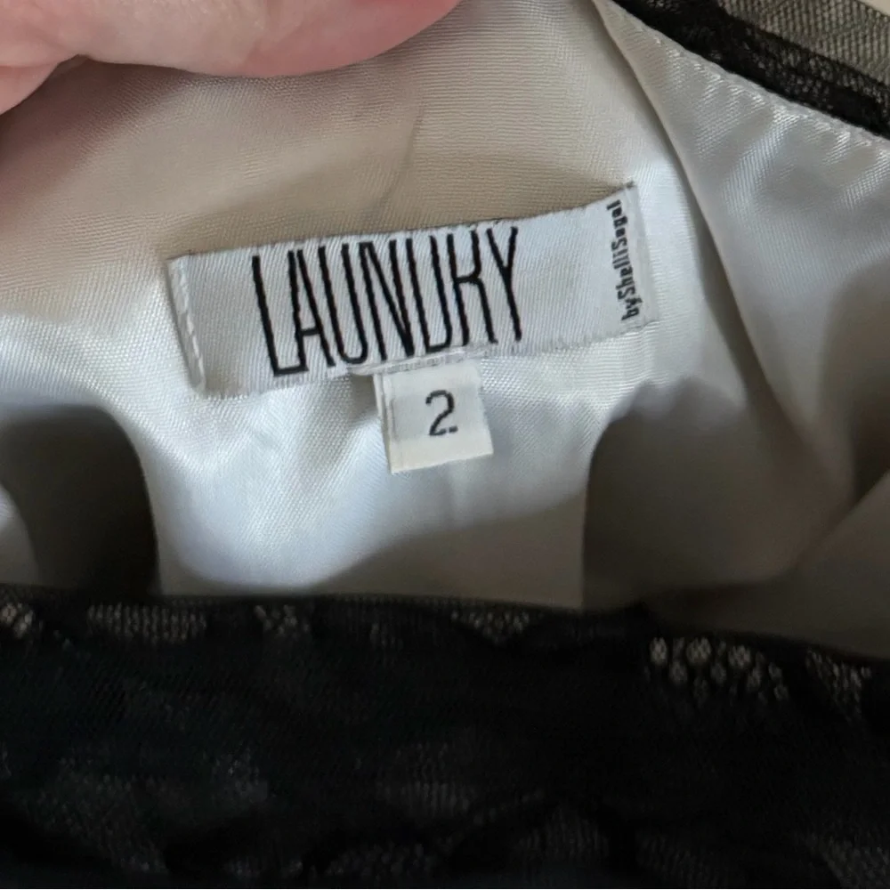 Laundry Shelli Segal Black Floral Lace Mesh Overlay Dress Women’s 2 Whimsigoth - Picture 5 of 5